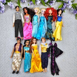 Disney Classic Doll Bundle Maleficent Aladdin Jasmine Beauty & the Beast Frozen